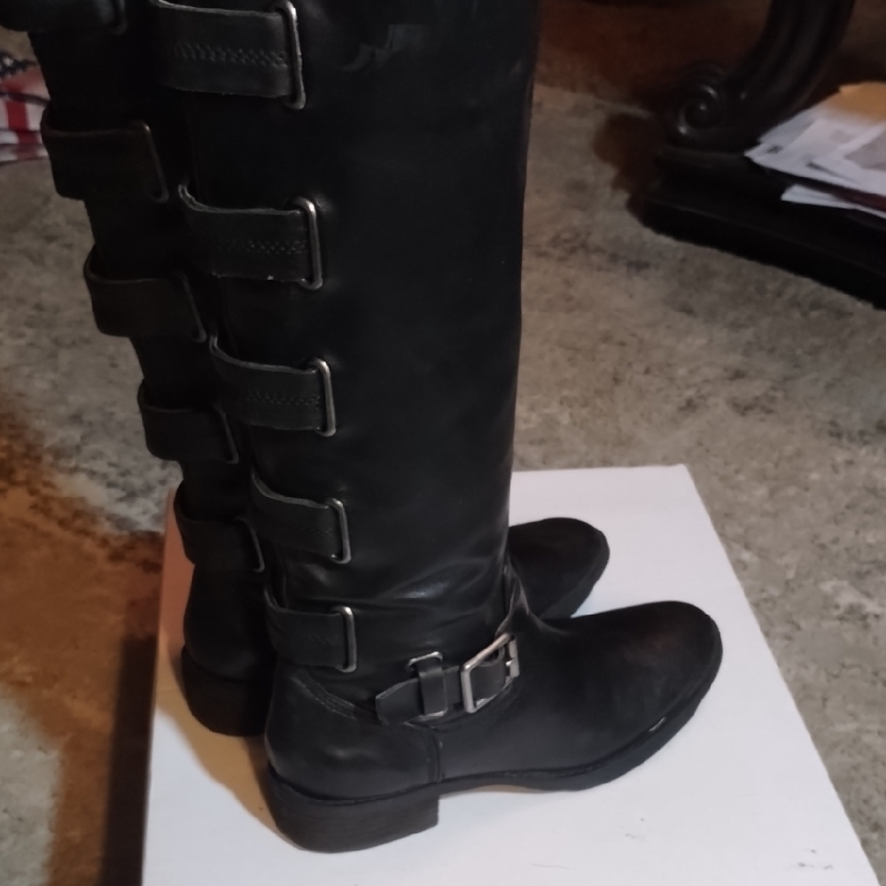 Arturo Chiang Black Leather Combat Boots